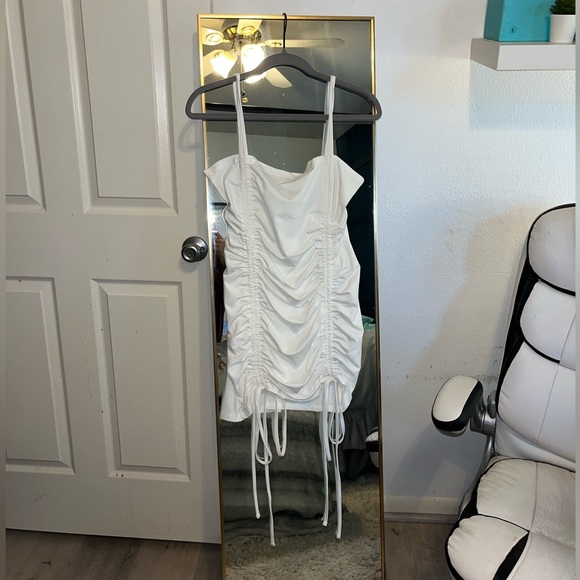 SheIn White Drawstring Rushed Dress - Picture 11 of 14